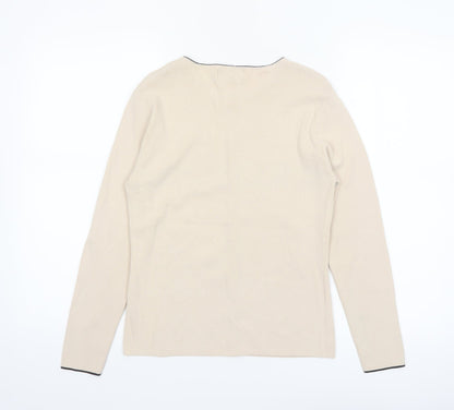 Finity Petite Womens Beige Knit Button Cardigan L