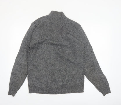 MUST Men's Grey 1/4 Zip Knit Jumper L/XL Classic Casual Pullover