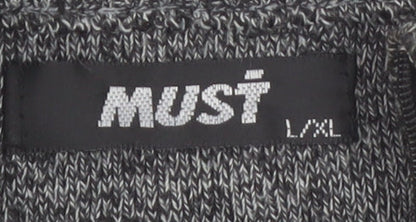 MUST Men's Grey 1/4 Zip Knit Jumper L/XL Classic Casual Pullover