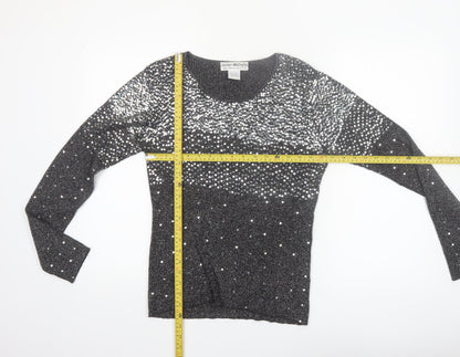 Lauren Michelle Women's Black L Sequin Knit Pullover Jumper