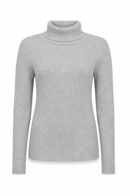 Basic Editions Women Grey Roll Neck Long Sleeve Knit Jumper Size S