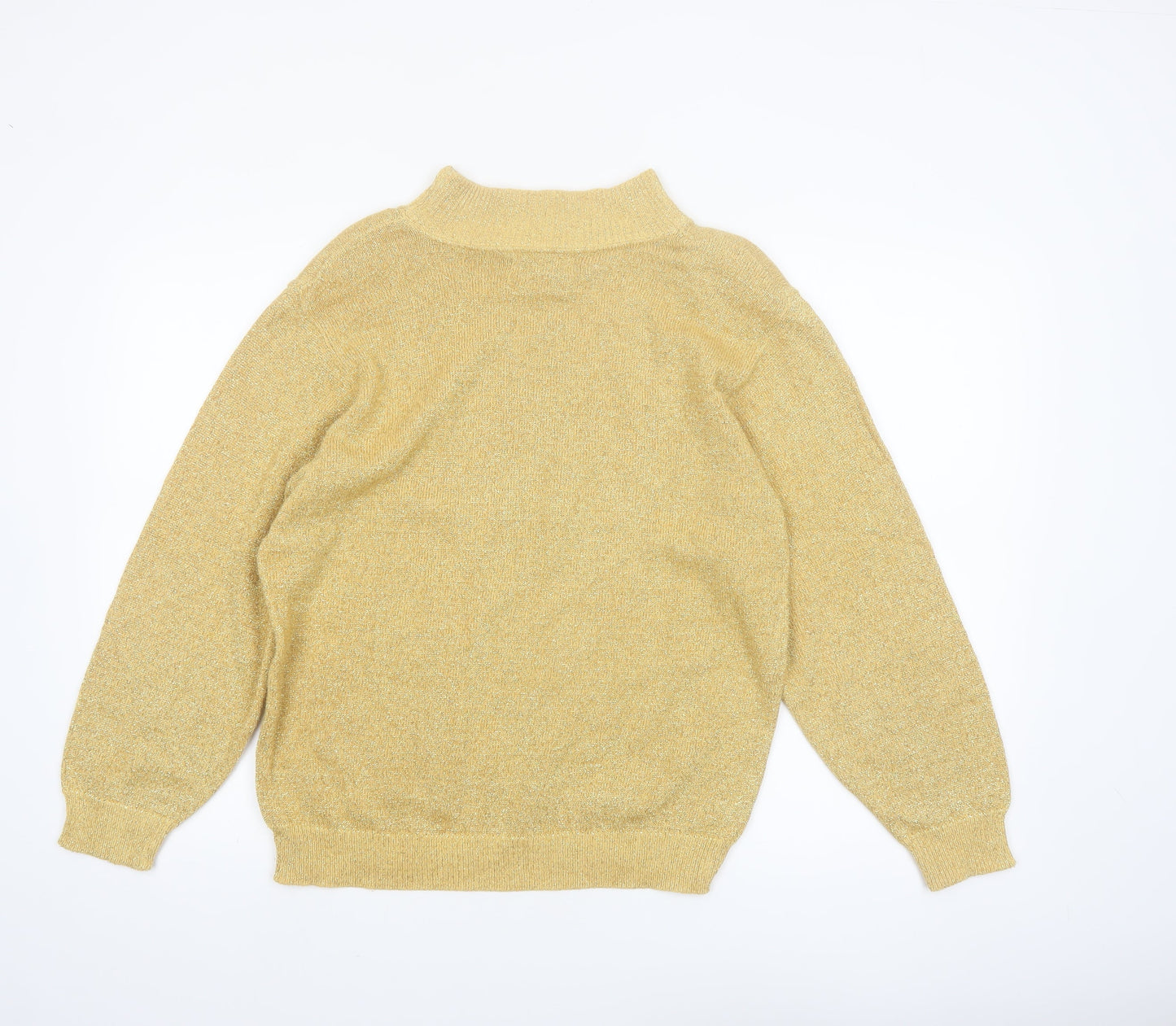 Alfred Dunner Womens Beige Metallic Pullover Jumper Size M