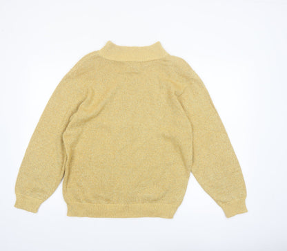 Alfred Dunner Womens Beige Metallic Pullover Jumper Size M