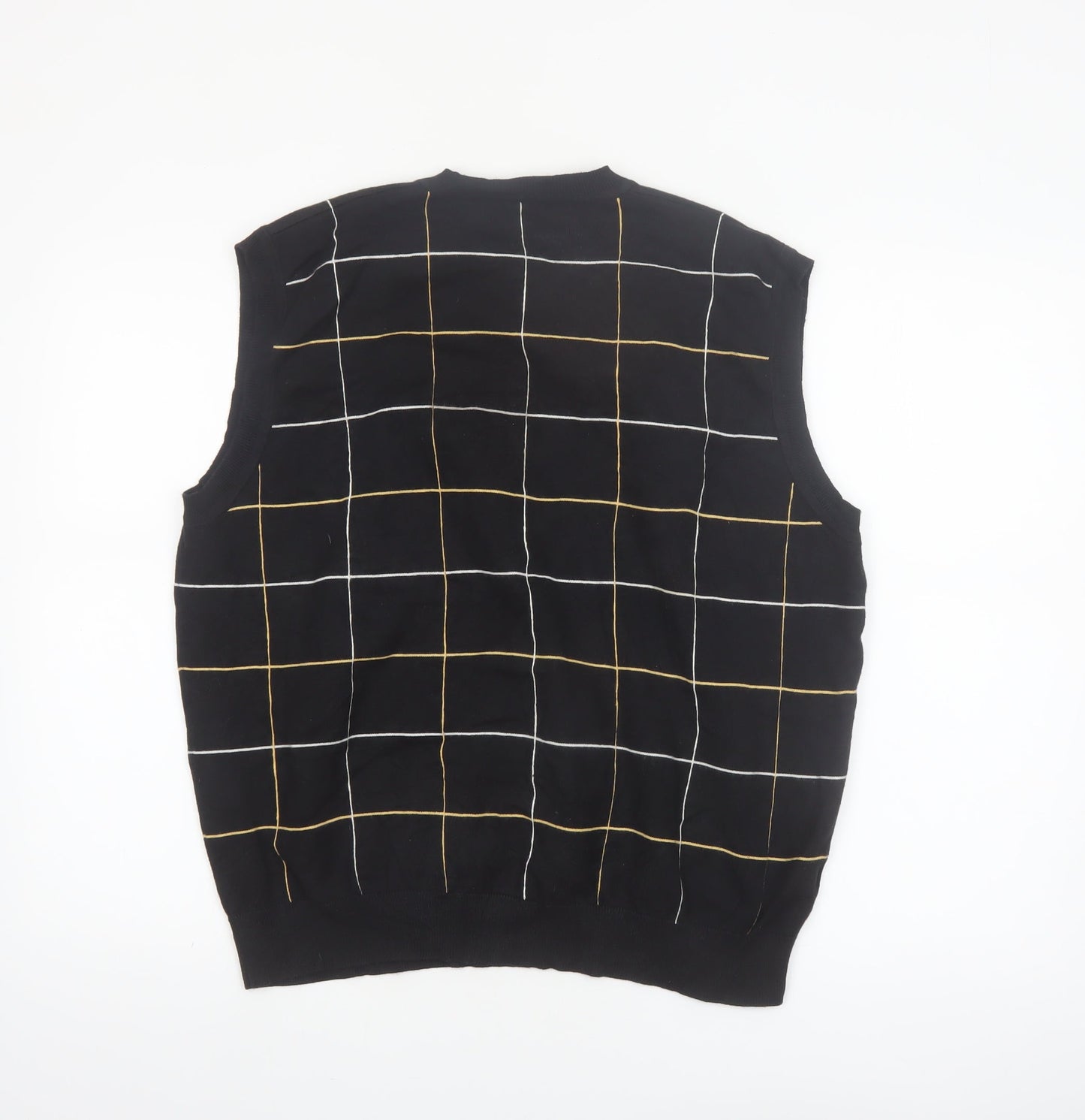 Grand Slam Men's Black Check Knit Cotton Nylon Sleeveless Vest L