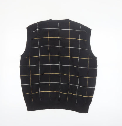Grand Slam Men's Black Check Knit Cotton Nylon Sleeveless Vest L