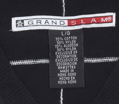 Grand Slam Men's Black Check Knit Cotton Nylon Sleeveless Vest L