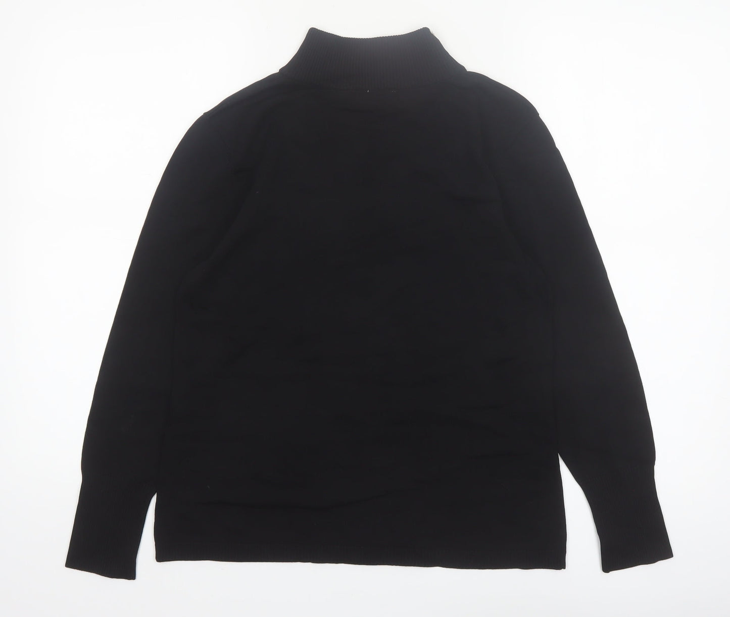 BETA'S CHOICE Women's Black Mock Neck Rhinestone Bird Jumper M