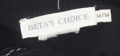 BETA'S CHOICE Women's Black Mock Neck Rhinestone Bird Jumper M