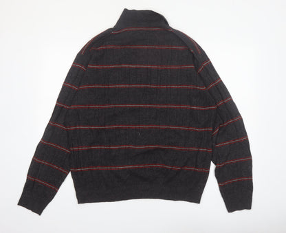 Dockers Men’s Grey Striped Collared Henley Jumper XL