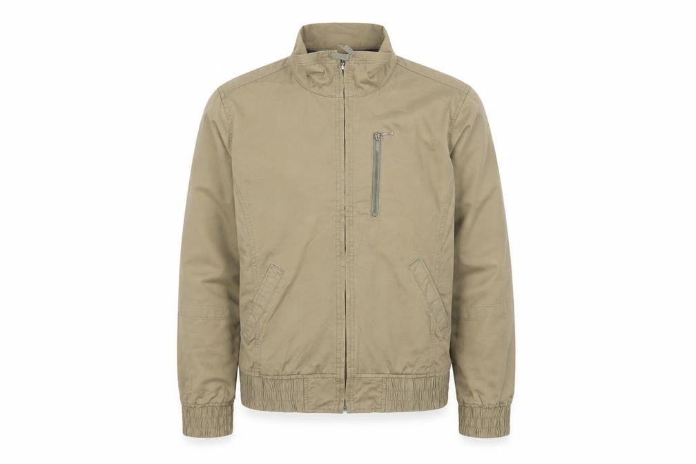 Columbia Mens Beige Cotton Twill Bomber Jacket L Regular Fit
