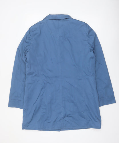 Coach Womens Blue Cotton Mid-Length Trench Coat L