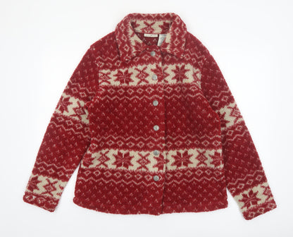 White Stag Women's Red Fair Isle Knit Button Jacket Size M