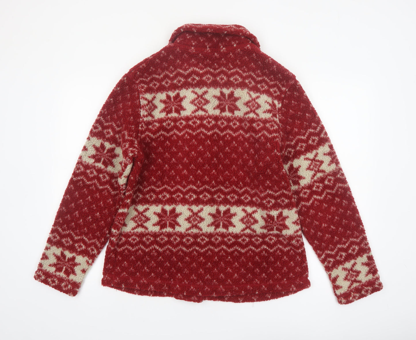White Stag Women's Red Fair Isle Knit Button Jacket Size M