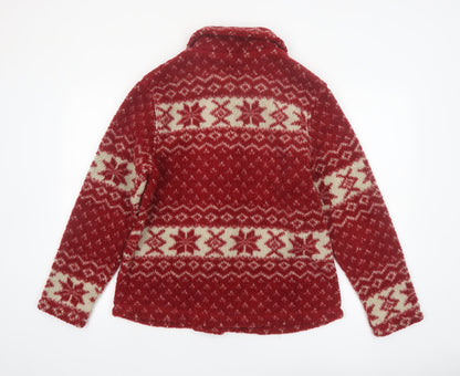 White Stag Women's Red Fair Isle Knit Button Jacket Size M