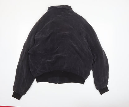 Alan Stuart Womens Black Suede Bomber Jacket L Vintage Classic Style