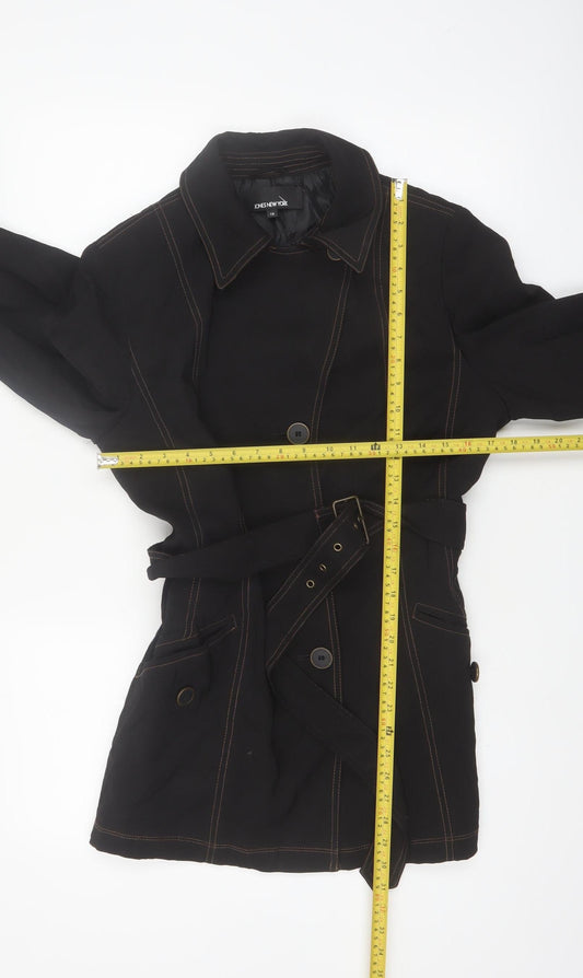 Jones New York Women's Black Size 10 Belted Trench Coat