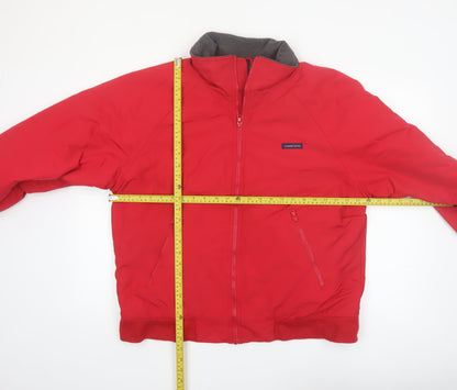 Lands' End Men's Red Nylon Bomber Jacket M 38in Full Zip Casual