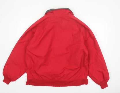 Lands' End Men's Red Nylon Bomber Jacket M 38in Full Zip Casual