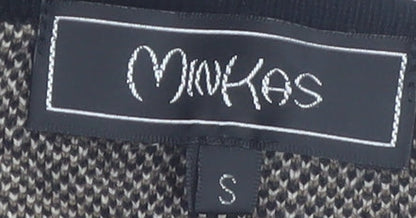 Minkas Women Beige Black Geometric Wool Cashmere Knit Tunic Jumper S