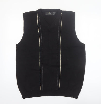 Bill Blass Men's Black XL Cotton V-Neck Sleeveless Knit Vest
