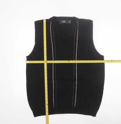 Bill Blass Men's Black XL Cotton V-Neck Sleeveless Knit Vest