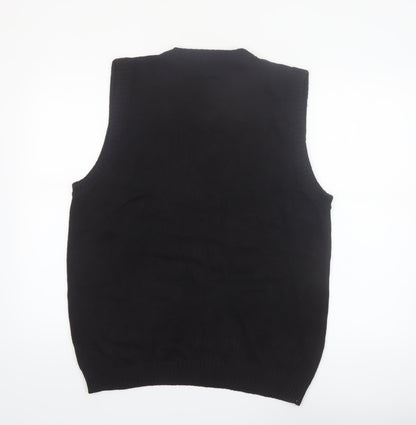 Bill Blass Men's Black XL Cotton V-Neck Sleeveless Knit Vest
