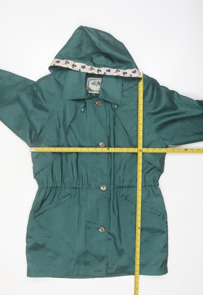 Nuage Women's Green Hooded Mid-Length Rain Coat Size S
