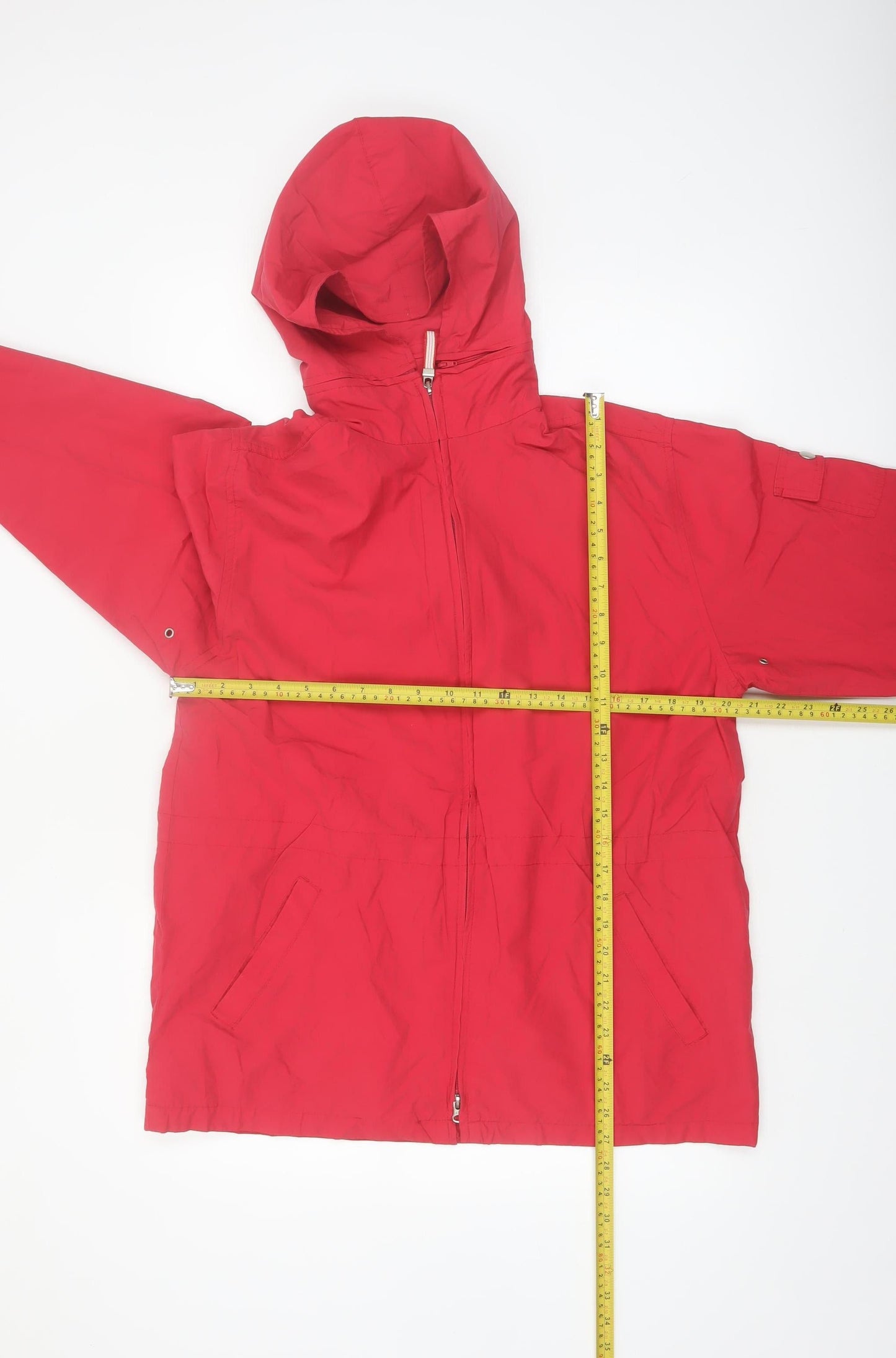 Cherokee Women Red Hooded Anorak Jacket L Lightweight Casual