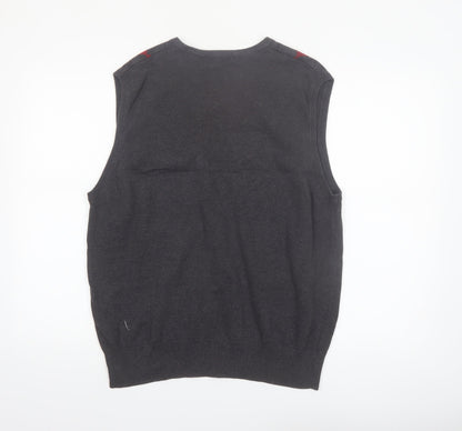 Britches Men's Grey Argyle V-Neck Cotton Jumper Vest L