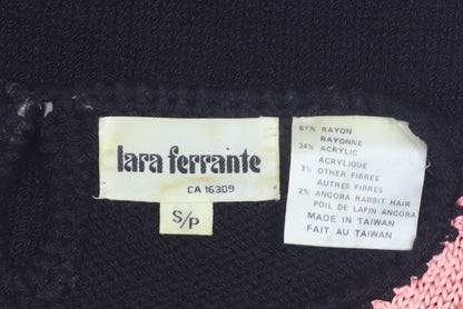 Lara Ferrante Womens Black Sequin Angora 80s Knit Pullover Jumper Size S