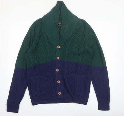 CPO Provisions Men’s Green Blue Cable Knit Cotton Cardigan M