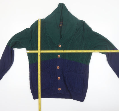 CPO Provisions Men’s Green Blue Cable Knit Cotton Cardigan M