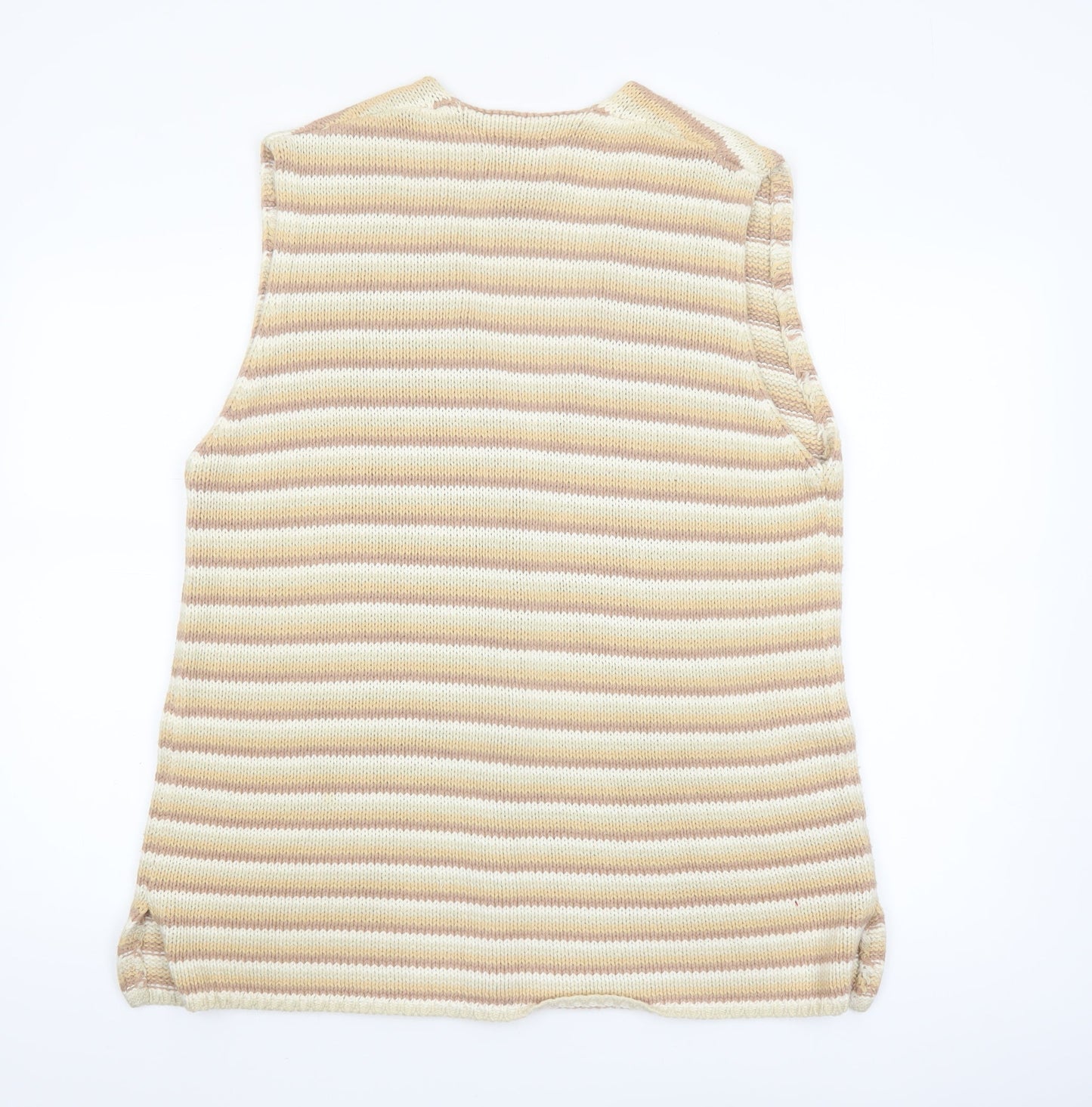 Eddie Bauer Womens Beige Striped Cotton Knit Vest Size S