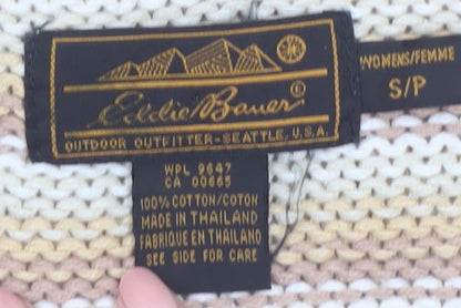 Eddie Bauer Womens Beige Striped Cotton Knit Vest Size S