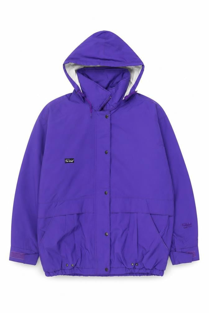 Front view of FarWest unisex adults purple l hooded parka jacket water resistant