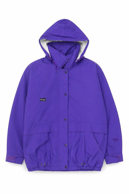 Front view of FarWest unisex adults purple l hooded parka jacket water resistant