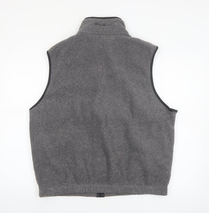 Eddie Bauer Men's Grey Fleece Bodywarmer Waistcoat L Zip Pockets Outdoor
