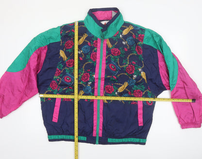 Active Frontier Women's Multicoloured 80s Bomber Jacket L Nylon Retro