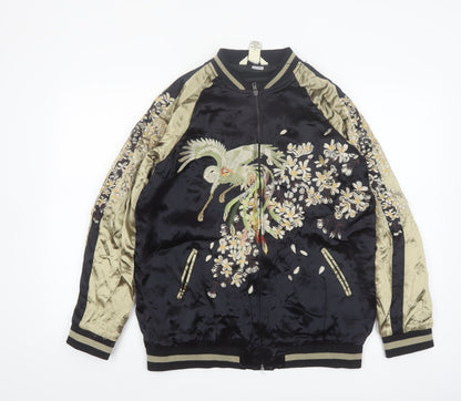 Indigo Rein Women's Black Embroidered Bomber Jacket Size M