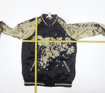 Indigo Rein Women's Black Embroidered Bomber Jacket Size M