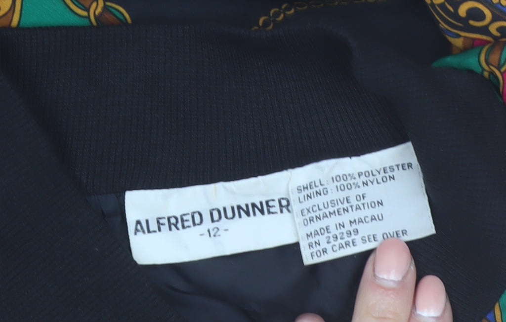 Alfred Dunner Womens Multicoloured Size 12 Bomber Jacket Retro 90s Polyester