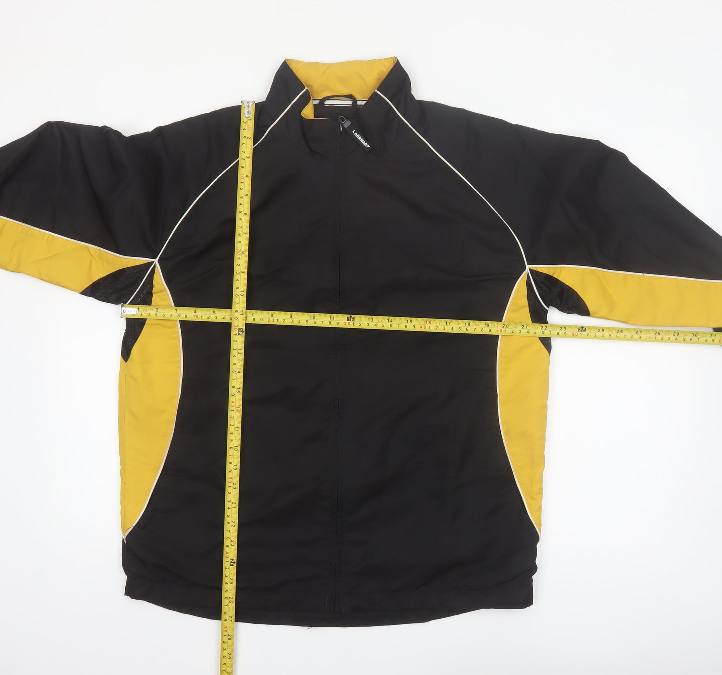 Landmark Men's Black Yellow Windbreaker Jacket Size S Polyester