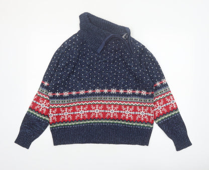 Tiara International Women's Navy Christmas Fair Isle Jumper L