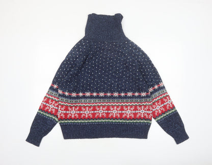 Tiara International Women's Navy Christmas Fair Isle Jumper L