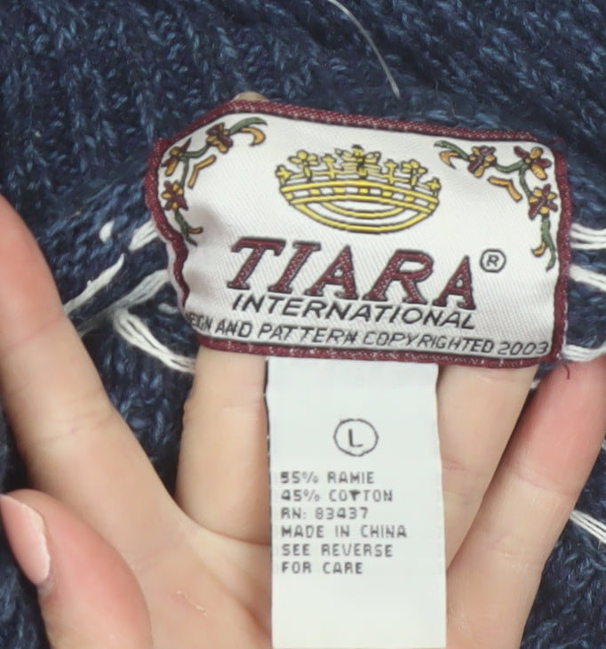 Tiara International Women's Navy Christmas Fair Isle Jumper L