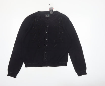 Kathie Lee Collection Women’s Black Beaded Cardigan Size L
