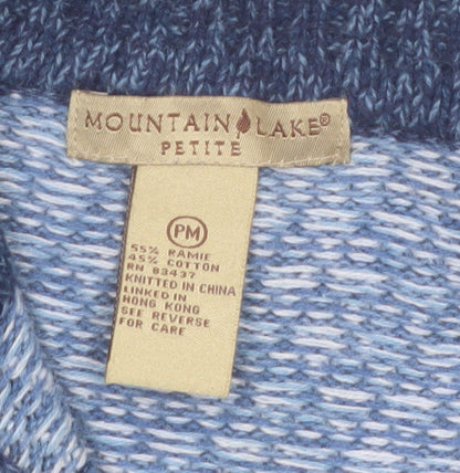 Mountain Lake Women's Blue Fair Isle Knit Full Zip Jumper Petite M