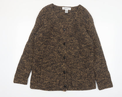 Jones & Co Women's Brown Wool Blend Chunky Knit Cardigan Size S