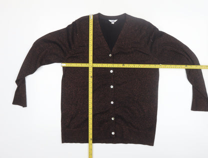 Tabi Women Brown V-Neck Button Knit Cardigan Size M