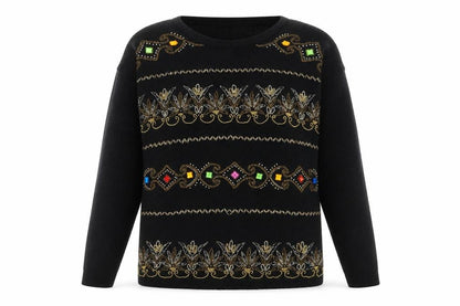 Victoria Harbour Womens Black L Beaded Knit Jumper Vintage Pullover